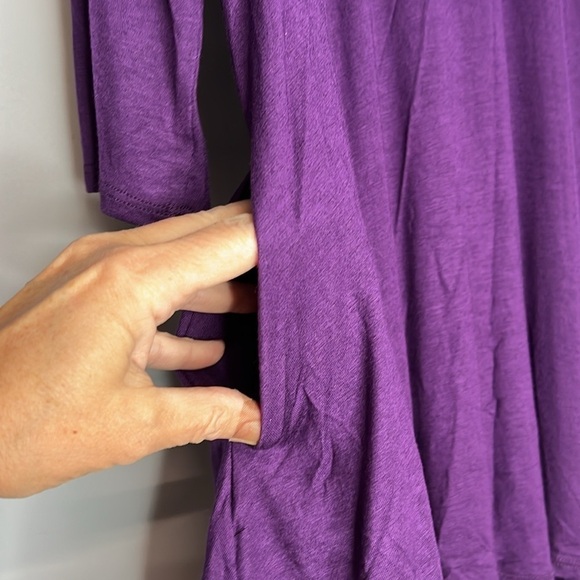 PURPLE RAYON CRISSCROSS V-NECK 3/4 SLEEVE XL FLOWY BLOUSE - Picture 5 of 8